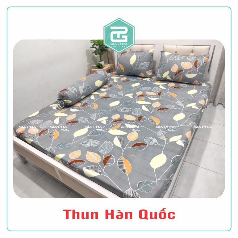 Bộ Ga Gối Thun Lạnh Hàn Quốc {4 Món} họa tiết Lá dây ( 1 ga bọc + 2 vỏ gối nằm + 1 vỏ gối ôm ) | BigBuy360 - bigbuy360.vn