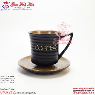 Ly cốc cà phê gốm sứ men đen lòng gốm