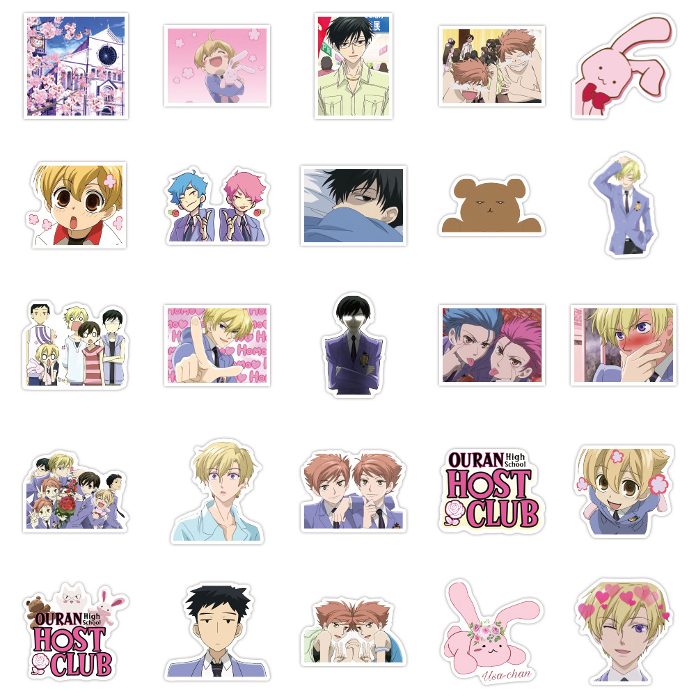 Y&P| Hình Dán Chống Nước Ouran High School Host Club Nhật Bản Anime Mũ Bảo Hiểm Máy Tính Xách Tay Hành Lý Dán Thiết Lập, 100 tờ