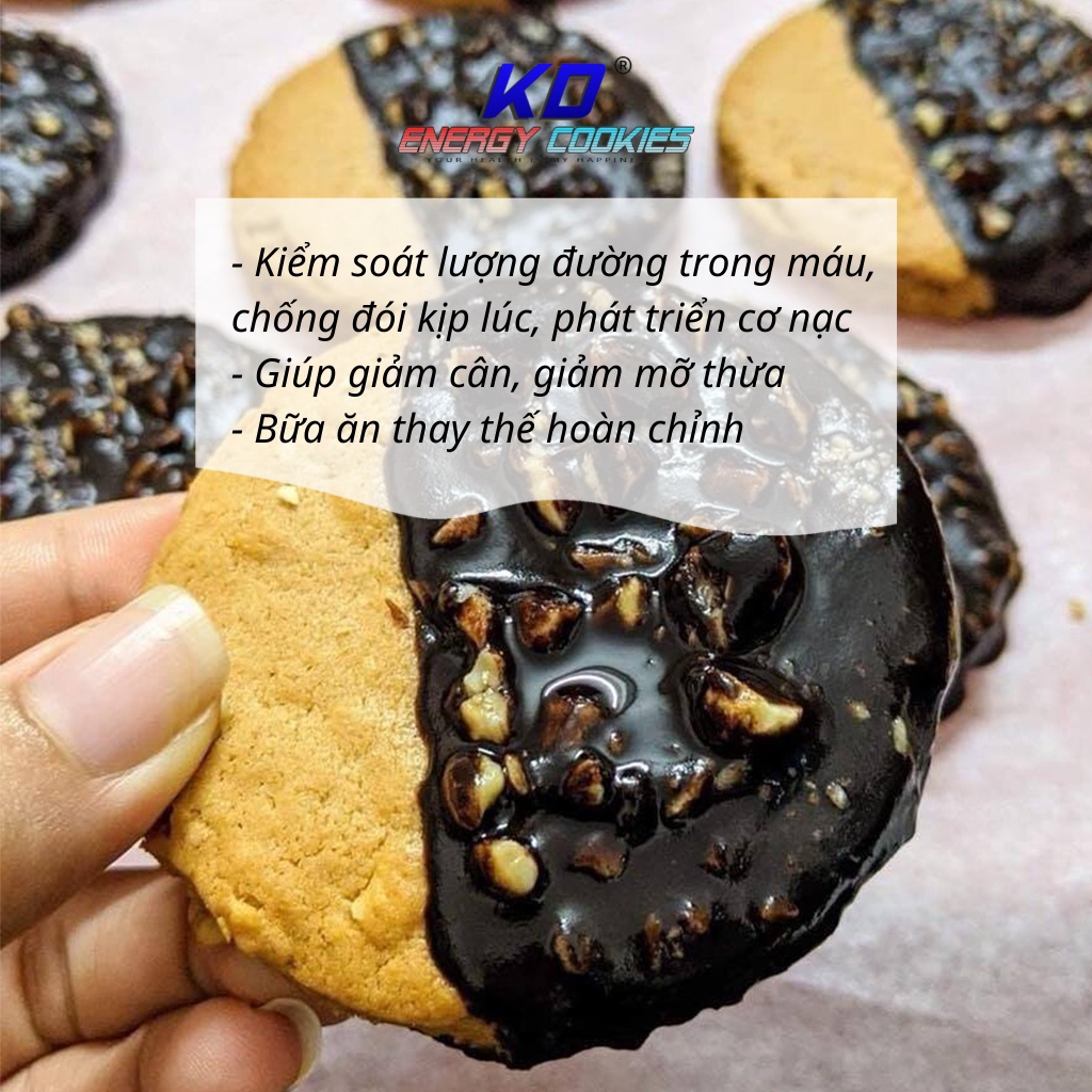 Bánh cookies protein, bánh quy ăn kiêng KD Shop vị hạnh nhân socola 600g