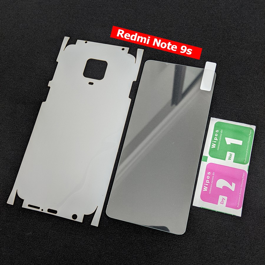 Combo kính cường lực và miếng dán full lưng viền Xiaomi Redmi Note 9s