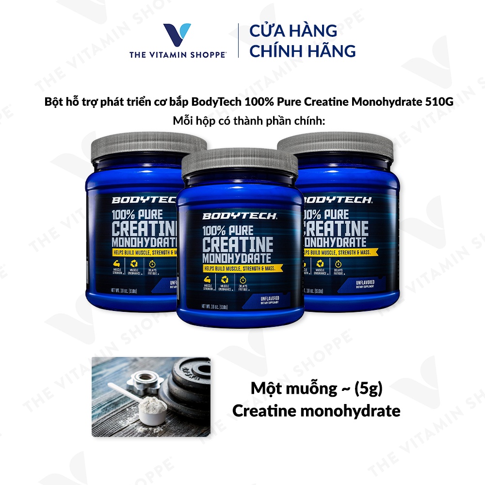 Bột hỗ trợ phát triển cơ bắp BODYTECH 100% Pure Creatine Monohydrate 510gr