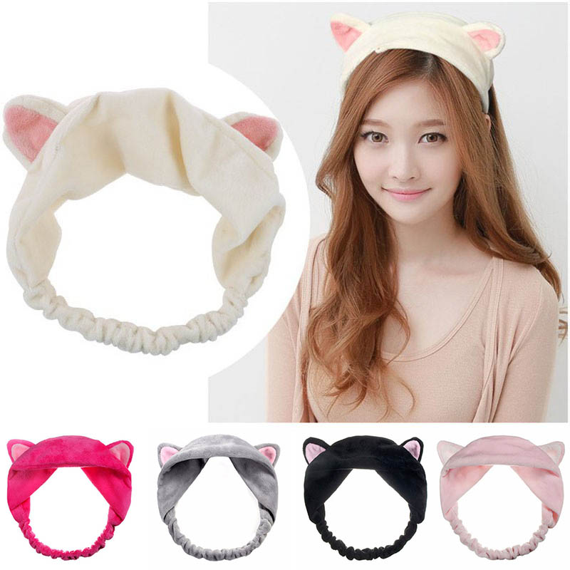 Băng đô tai mèo xinh xắn có thể dùng khi rửa mặt/trang điểm dành cho nữ