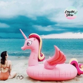 Phao Bơi Pony Hồng 275cm Khổng Lồ Người Lớn Kèm Bơm + Phao Mini