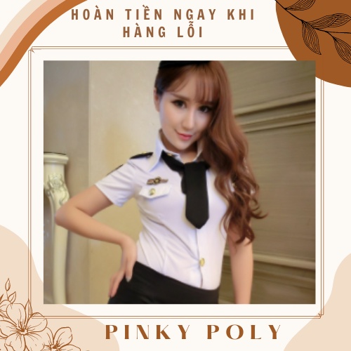 Set Cosplay Tiếp Viên Hàng Không Sexy Quyến Rũ (Mũ + Cà Vạt) - Váy Ngủ Đồng Phục PinkyPoly CP09 | BigBuy360 - bigbuy360.vn