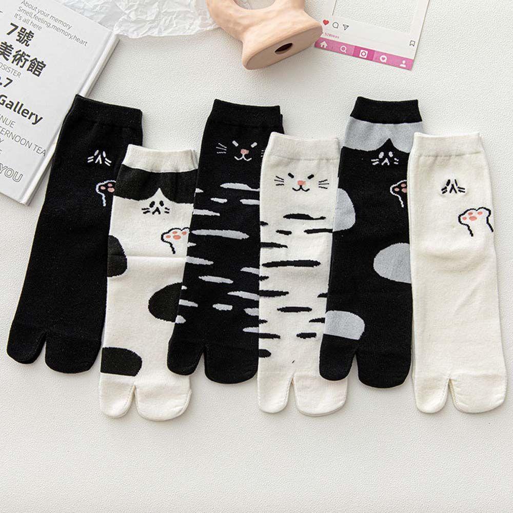 Vớ Xỏ Ngón Họa Tiết Mèo Hoạt Hình Dễ Thương Thoải Mái Phong Cách Nhật Bản