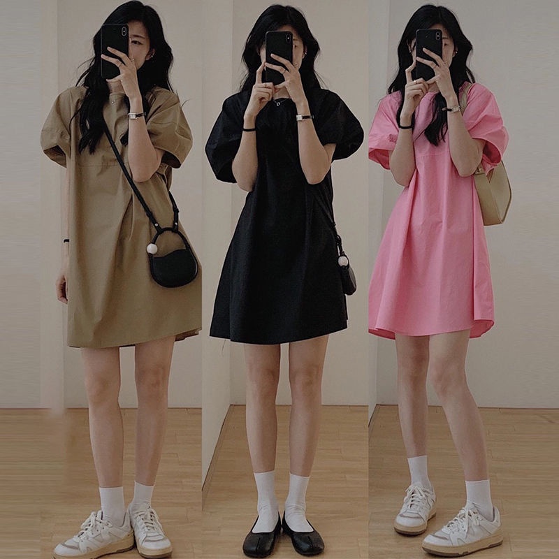 Đầm Ngắn Phong Cách Hàn Quốc Cổ Điển Thời Trang Mùa Hè Dành Cho Nữ