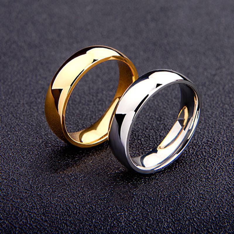 Nhẫn Thép Không Gỉ Mỏng 6mm Màu Vàng/Bạc/Đen Đơn Giản Dành Cho Nam Và Nữ