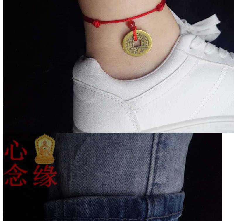 ☾❄☬☽Year of birth black dog teeth red and black rope anklet couple's evil-proof anti-villain transfer Taisui men's and w