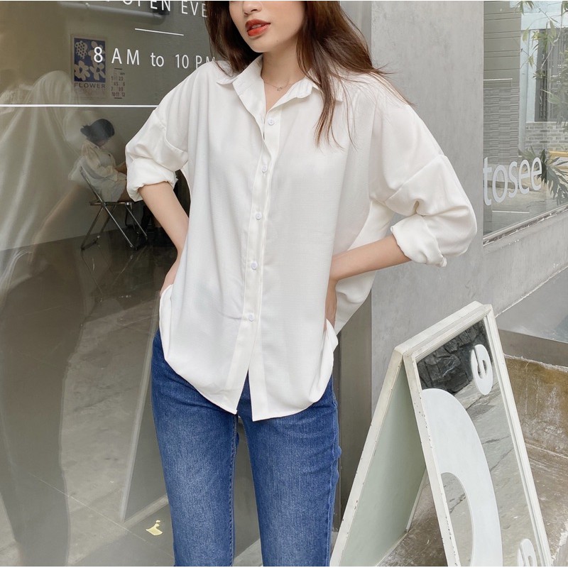 Áo sơ mi nữ form rộng, LUCETFASHION Comin Shirt, áo sơ mi nữ dài tay