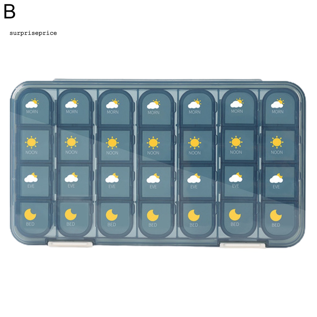 SPA Lidded Pill Holder 7-day Vitamin Pills Organizer Reusable Household Supplies