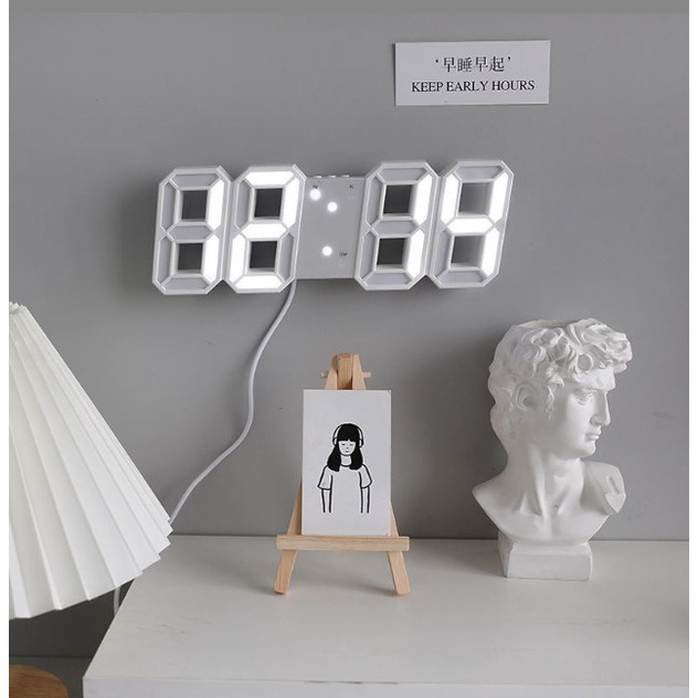 Đồng hồ led 3D thông minh để bàn treo tường báo thức cao cấp chính hãng D-ZINER H01 trang trí nhà cửa
