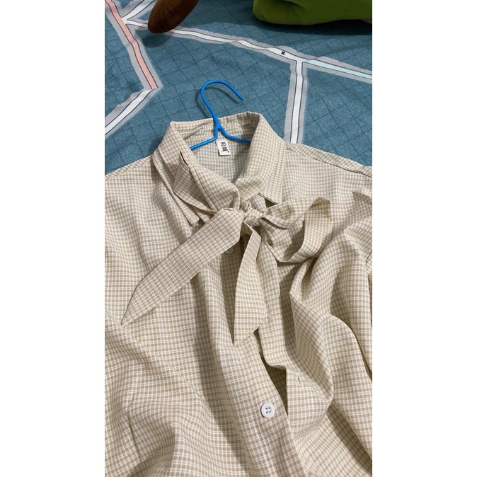 Áo sơ mi nam Form rộng kèm nơ vải siêu thanh lịch  2021