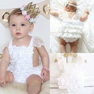 HGL♪Infant Baby Girl Clothes Lace Floral Bodysuit Romper Cake Sunsuit Outfits 0-18M