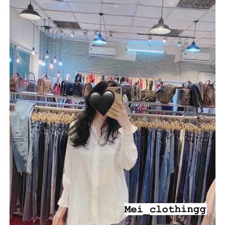 [Ảnh thật/video] Áo sơmi trắng cổ bẻ rúm cổ tay/ sơ mi nữ basic bo chun tay