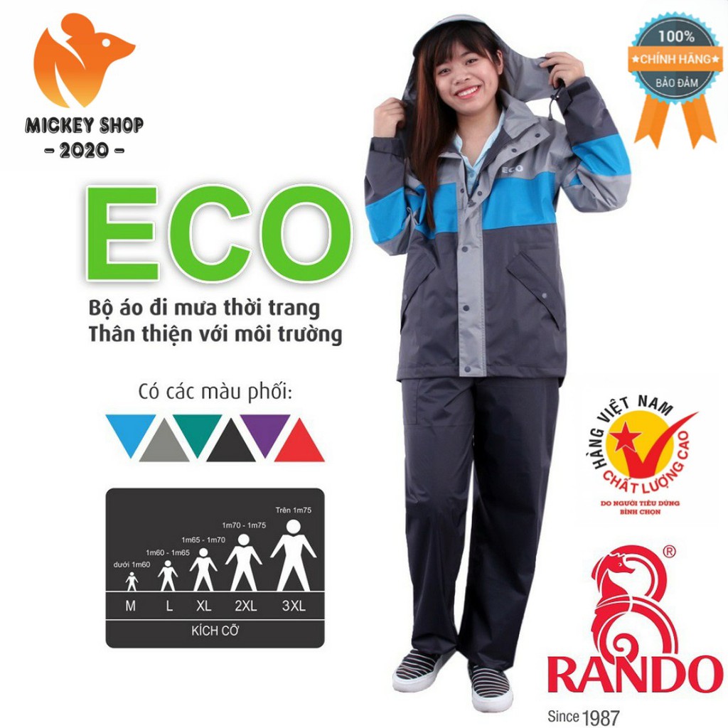 [BỀN ĐẸP] Bộ Áo Mưa RANDO ECO ASUM-01 Cao Cấp - Mickey2020shop