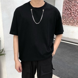 Áo thun Unisex XINXO Basic Tee phông trơn , có họa tiết nam nữ tay lỡ oversize form rộng x phối xích 2 màu TRẮNG-ĐEN