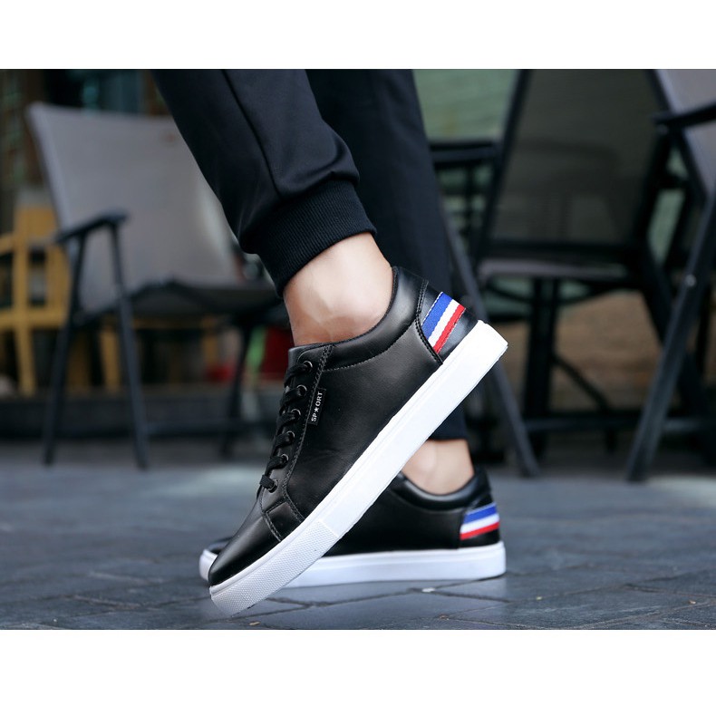 Giày sneaker - GIẦY SNEAKER DA ( ĐEN ) Thể Thao Nam phong cách Korea