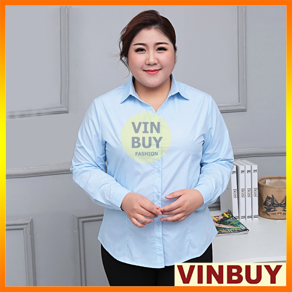 Áo sơmi bigsize nữ, 3 màu Hồng,Xanh,Trắng, form rộng đến 95kg