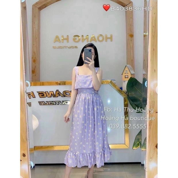 Đầm hoa cúc nhí buộc nơ lưng