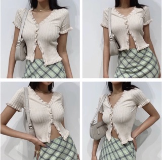 Áo len cộc tay viền bèo 💜[ HÌNH THẬT ]