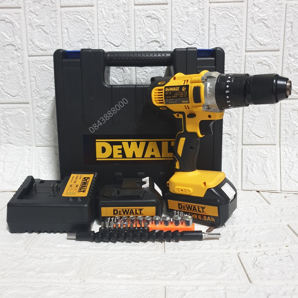 Khoan pin DEWALT 118V - Máy Bắn Vít 2 PIN KHỦNG 10 CELL - 3 chức năng: Khoan bê tông, sắt, gỗ, bắn vít, bắn tôn...