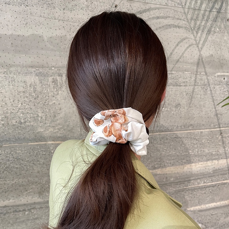 Scrunchies cột tóc vải gấu nâu hàn quốc xinh xắn S17
