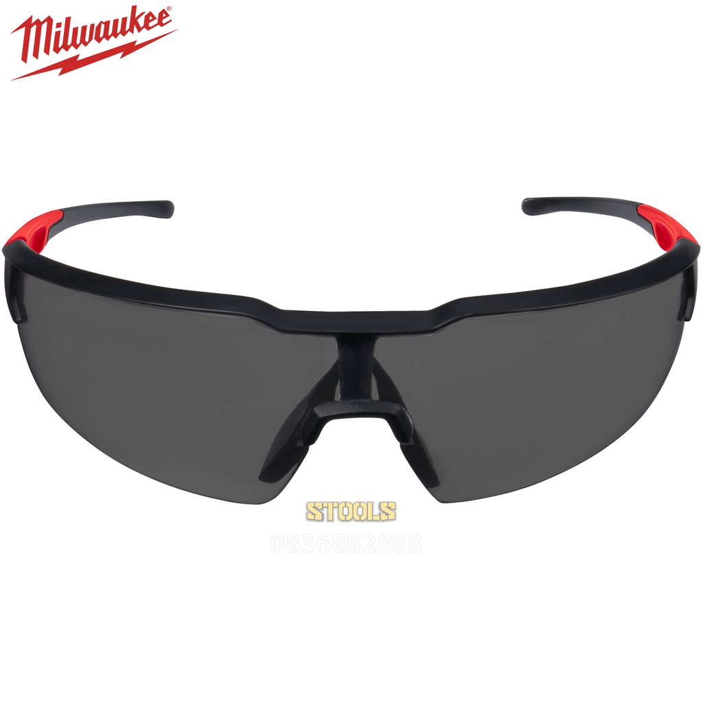 Kính bảo hộ đen Milwaukee hãng Mỹ, mắt kính đi xe chống hơi nước trầy xước vượt trội, chống bụi, ngăn chặn tia UV