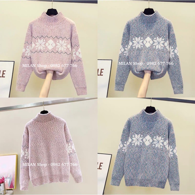 Áo len dài tay dáng suông 2 hoạ tiết nhiều màu hot | BigBuy360 - bigbuy360.vn