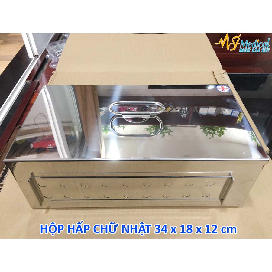 Hộp hấp chữ nhật inox Vinh Tấn 34 x 18 x 12 cm