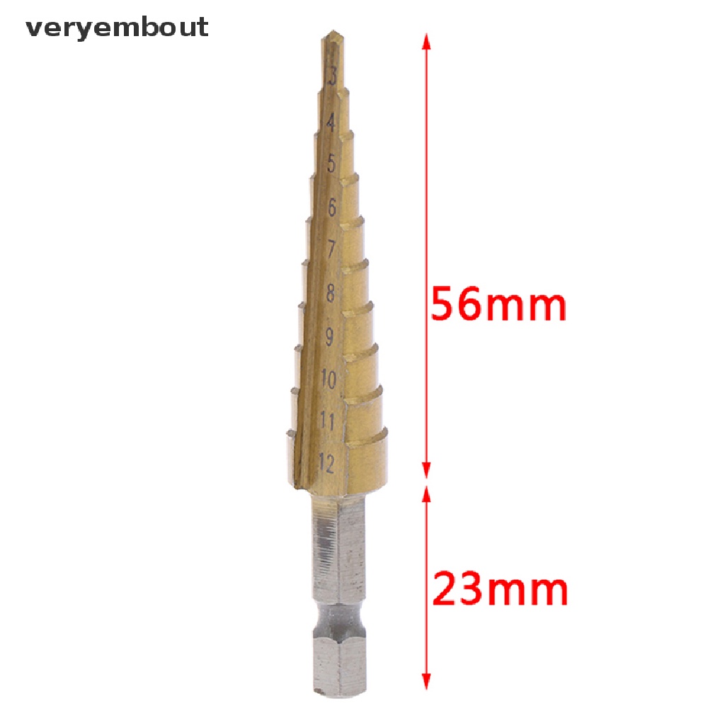 【ut】 3-12mm Coated Stepped Drill Bits Hex Handle Drill Bit Metal Drilling Power Tool .