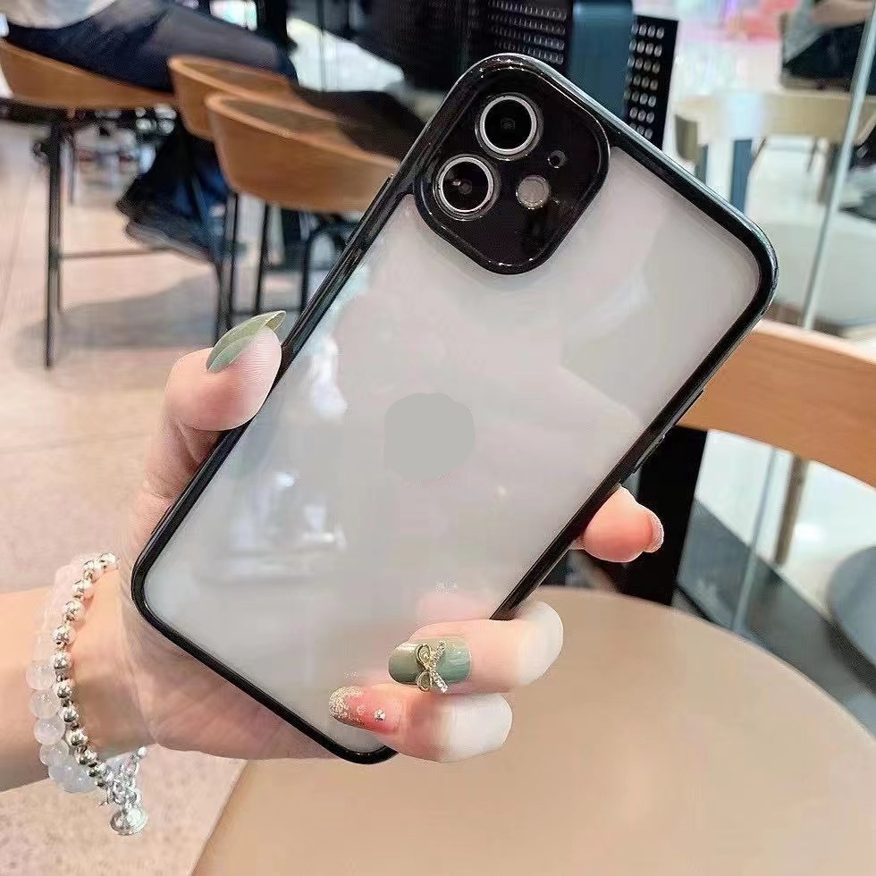 Ốp Điện Thoại Cứng Trong Suốt Viền Mềm Siêu Mỏng Chống Sốc Cho iPhone 13 12 Pro Max 11