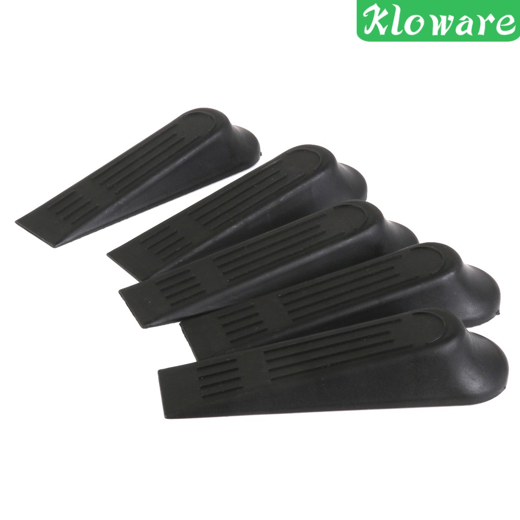 Set 5 Miếng Chặn Cửa Bằng Nhựa Màu Đen Tiện Dụng Cho Gia Đình / Văn Phòng