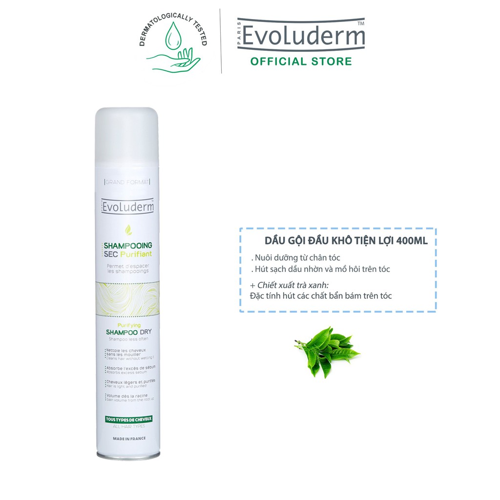 [Mã FMCGMALL -8% đơn 250K] Dầu gội đầu khô Evoluderm 400ml