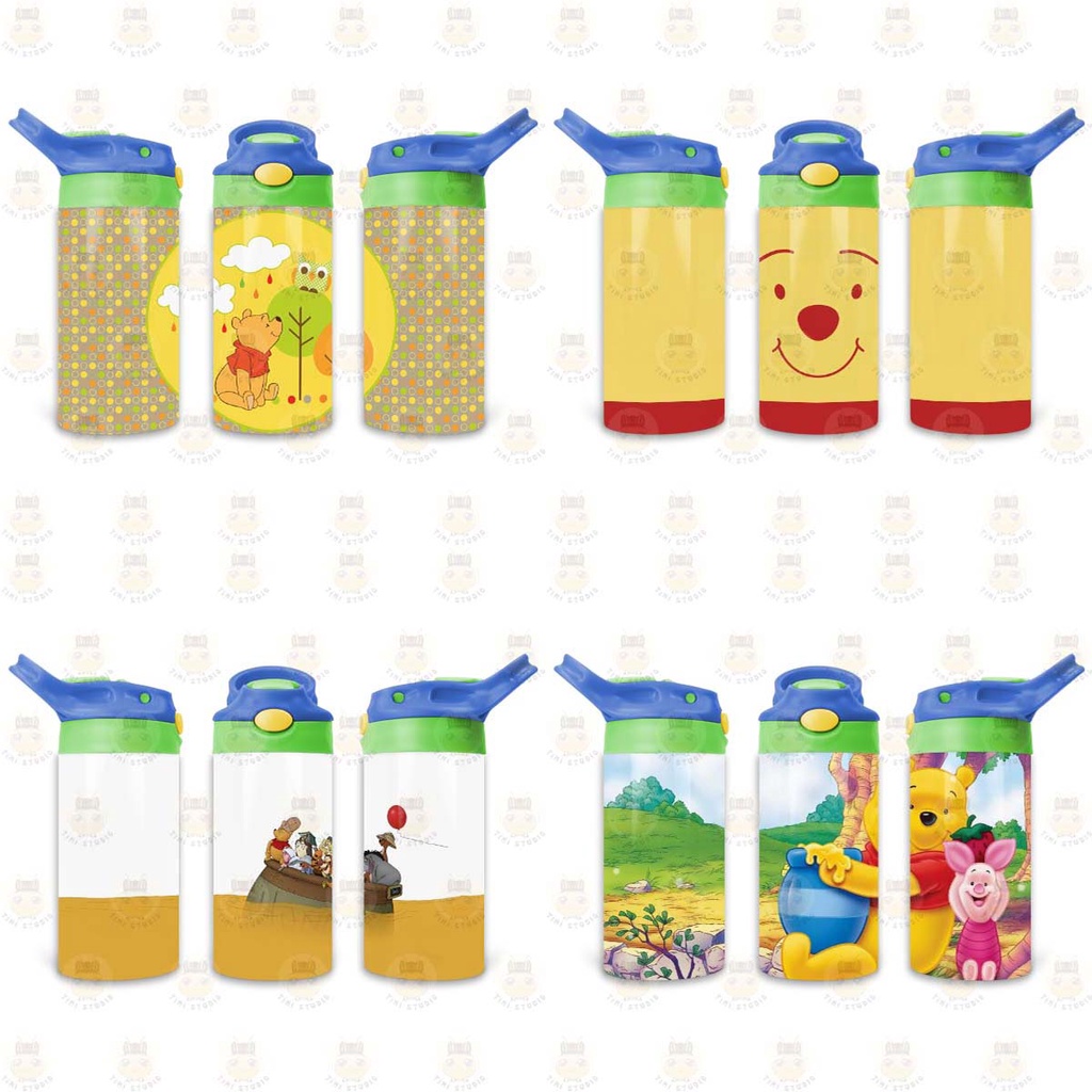 Bình Uống Nước Giữ Nhiệt Cho Bé Có Ống Hút Hình Gấu Pooh - Tỉ Mỉ Studio - Mã 1407KT04