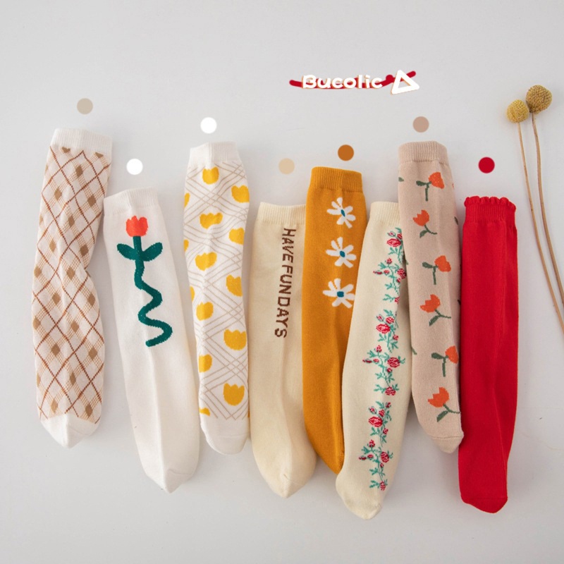 Vớ Cotton Mềm Cao Đến Đầu Gối Màu Kẹo Ngọt In Họa Tiết Dễ Thương Dành Cho Bé Trai Bé Gái Sơ Sinh