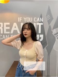 Áo Len Tăm 4 Nút Tay Bồng