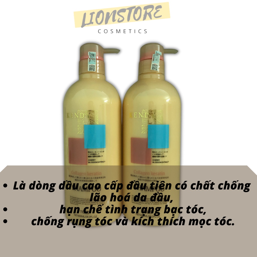 Cặp dầu gội xả KENDY 800ml dưỡng sinh cao cấp thơm mềm mượt