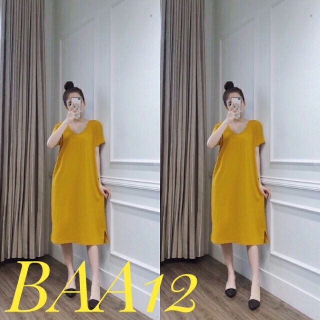 Đầm bầu công sở - Váy bầu suông chất cotton (45-75kg)