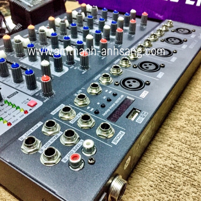 Mixer f7 USB, mixer karaoke mini, mixer 7 line có USB