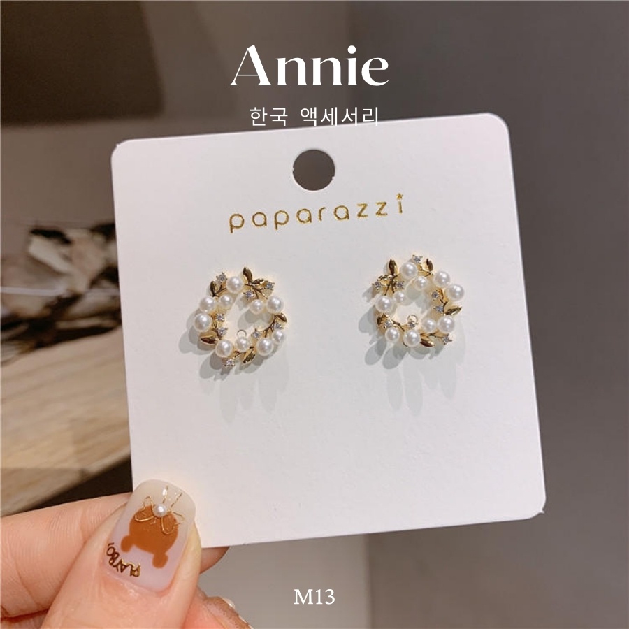 Bông tai hoa oliu phối ngọc trai nhân tạo phong cách nữ tính ANNIE - M13