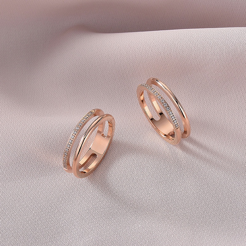 Nhẫn Hermes Elsa Crystal Dual Rose Gold Ring 8027RG Fullbox