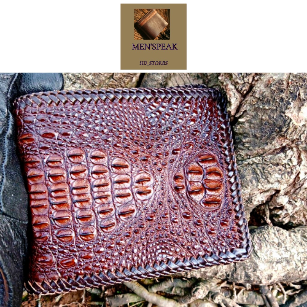 Ví nam nhỏ, ví nam chính hãng, bóp da cá sấu, ví nam cá sấu đan viền nguyên con.