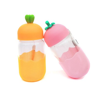 BN2 Bình Nước Thủy Tinh Nắp hoa quả 300ml thuỷ tinh bình nước hoa quả cute chai nước dễ thương