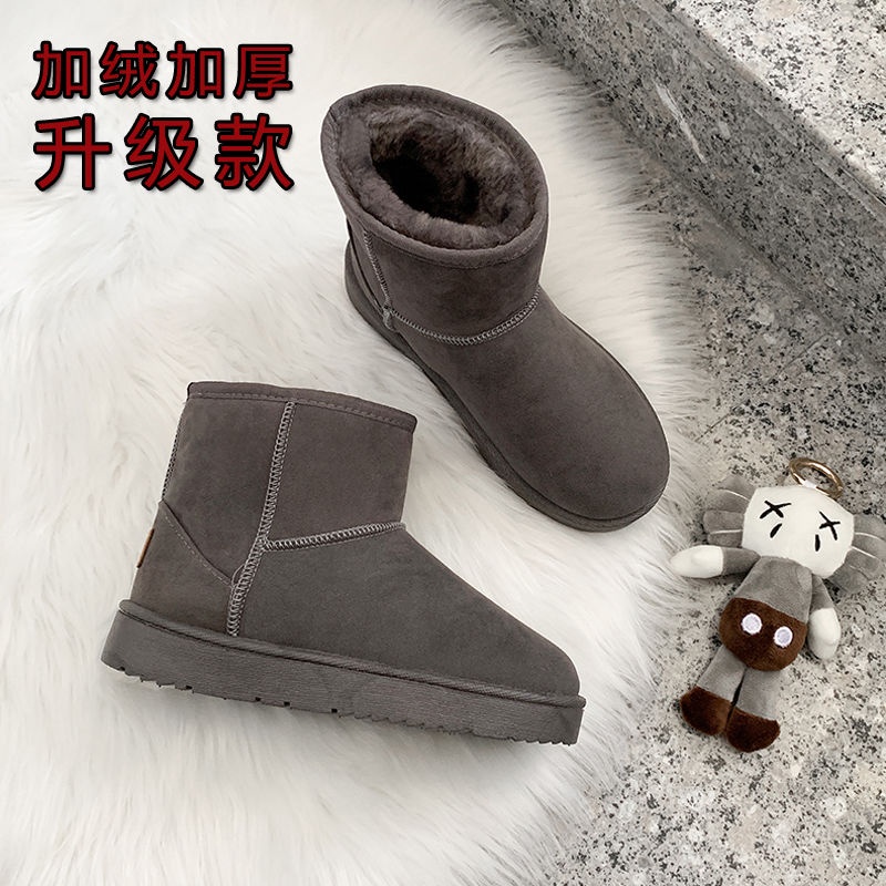 Giày bốt đi tuyết ống ngắn lót nhung cotton chống trượt thời trang mùa đông cho cặp đôi 2021 size lớn 41-44