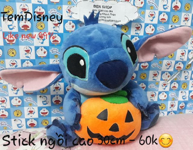 Gấu bông Stick ôm bí đỏ Halowen - ngồi cao 30cm - Like new 99% - Tem Disney chính hãng - 60k💟