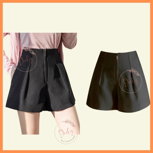 Quần Short Đùi Nữ Ống Rộng Cạp Liền Khóa Trước  Có Túi Chất Tuyết Mưa Cao Cấp Dày Dặn Daily