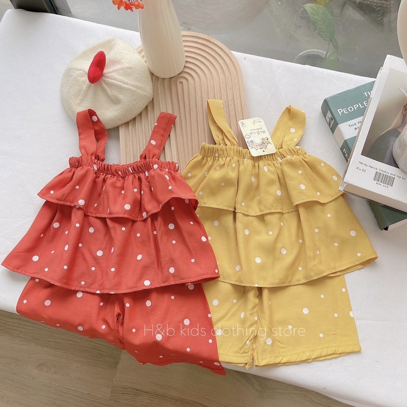 Bộ Bé Gái Thiết Kế 2 Tầng Quần Sớ Lửng Chất Đũi mềm mát-M0023