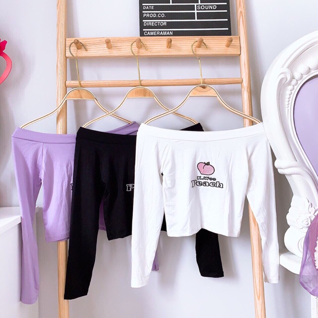 Áo Croptop Bẹt Vai Peach