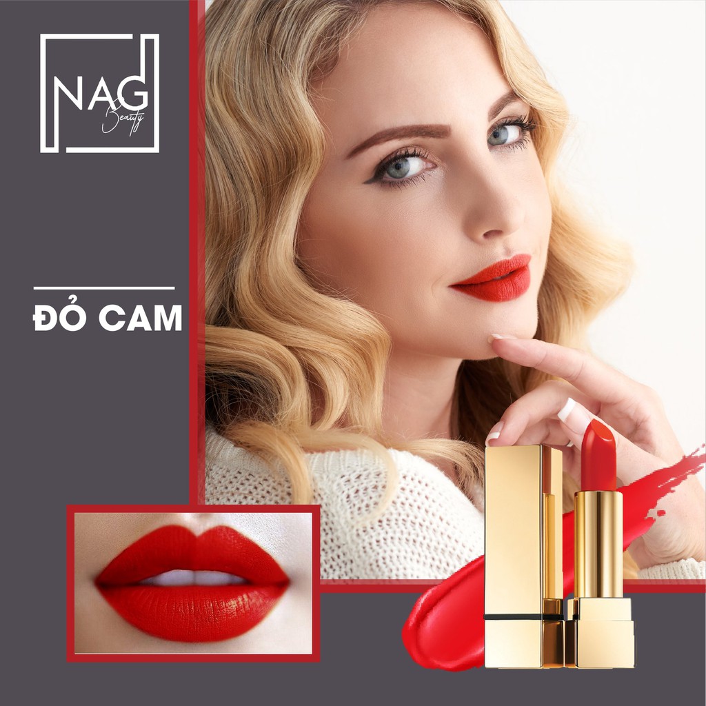 Son lì NAG Lipstick hai màu đỏ cam, đỏ ruby sang trọng cho đôi môi mềm, quyến rũ - N.A.G Beauty | BigBuy360 - bigbuy360.vn
